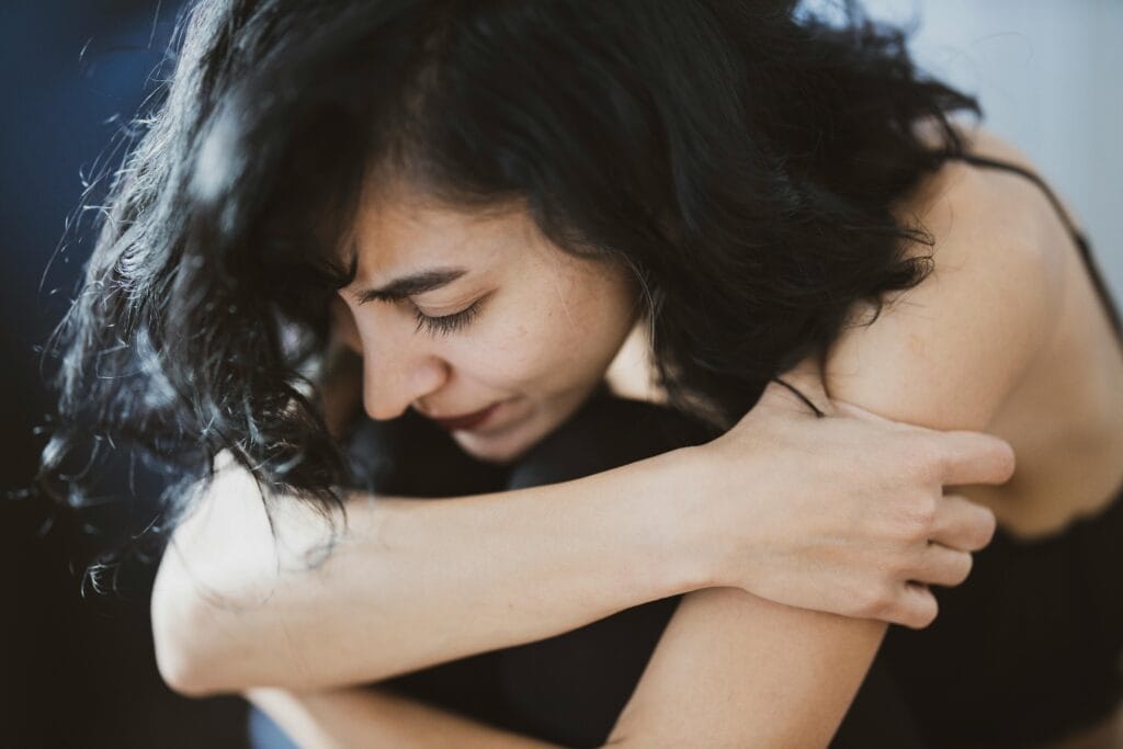 A woman suffering from postpartum depression